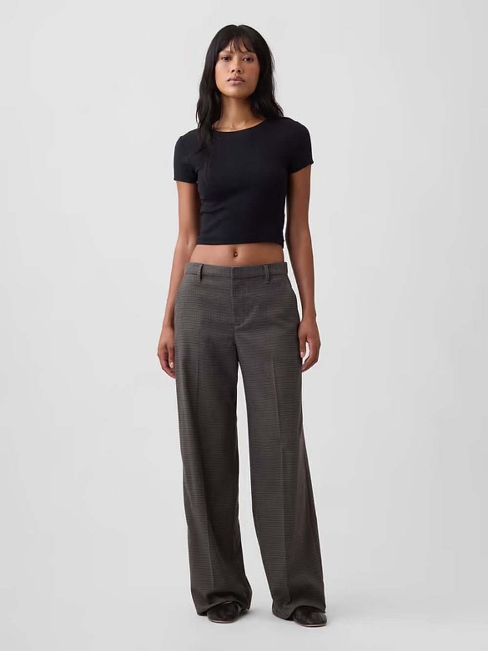 GAP Recycled Wide-Leg Trousers in Black and Brown